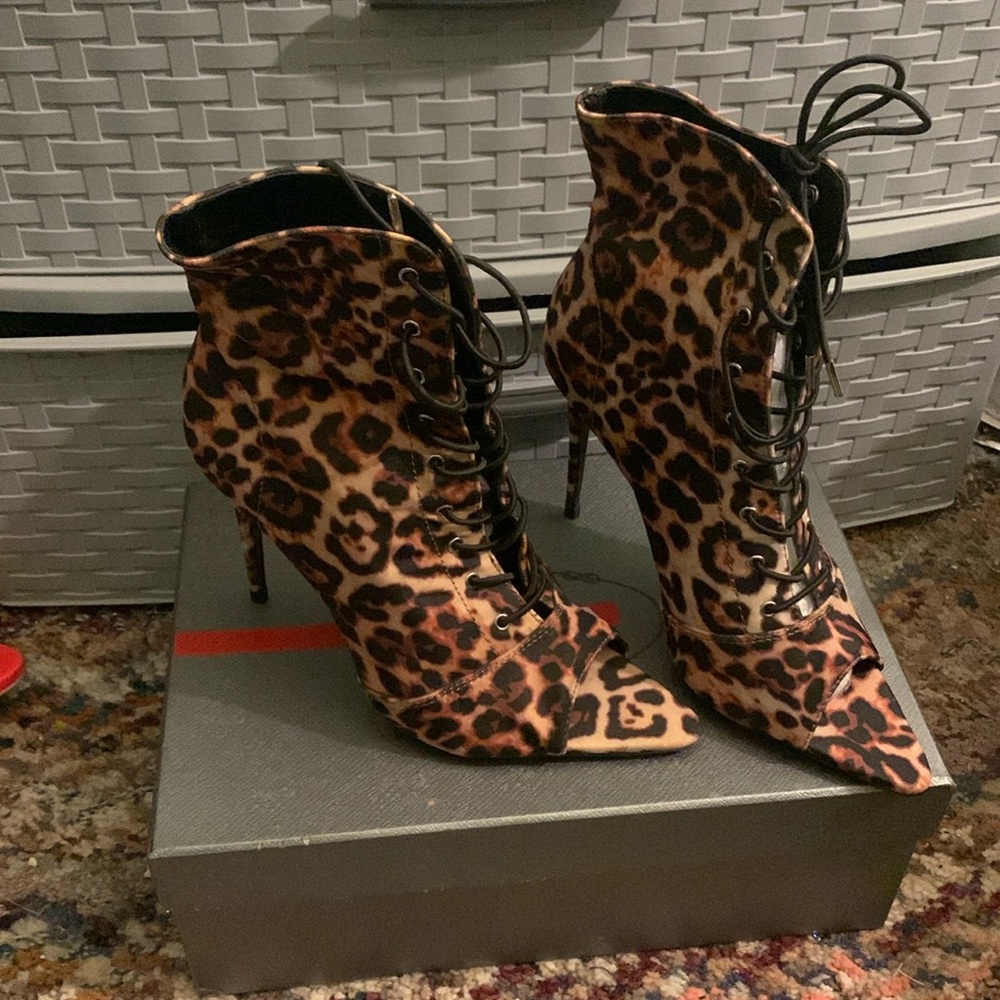 Animal Print Lace Up Heels